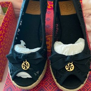 Tory Burch Black Lace Espadrilles size 71/2